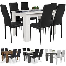 Wooden Dining Table and Chairs Set of 4/6 HIGH BACK Seat Kitchen Room Furniture