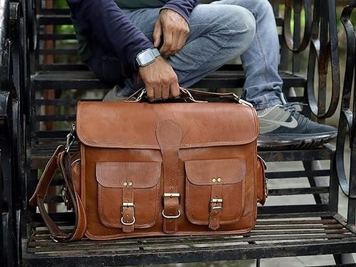 Vintage leather satchel bag - leather,