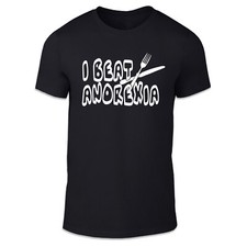 I Beat Anorexia Adult Unisex T Shirt - Funny Dark Humour Bad Taste Summer