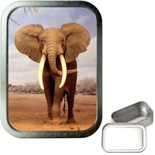Grey Elephant 2oz Silver Tobacco Tin, Airtight sealed Tobacco Tin