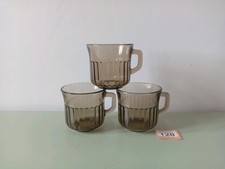 3x Retro Smoked Glass Cups