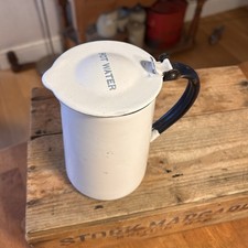 Vintage Cold Wartime White Enamel Lidded Hot Water Jug - Kitchenalia!