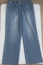 Cotton Traders Flare Jeans with Stretch Women's Crop Size 12 Blue Elastic Waist