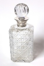 Crystal Decanter with Sterling Silver Neck Whisky JAD 1993 Heavy Cut Glass