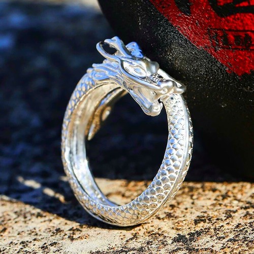 Silver dragon adjustable 925 - dragon,