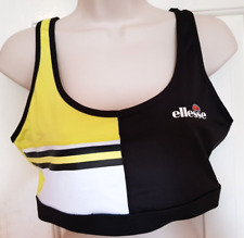 Ellesse Yellow Black Sports Bra Non padded Peep hole back Size 14 BNWOT