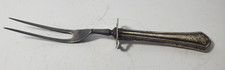 Vtg Sterling Silver Handle Steel Prongs Meat Carving Fork W/ Guard