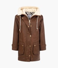 Barbour by ALEXACHUNG Ghillie Waxed Cotton Twill Coat with Shearling Lining UK14