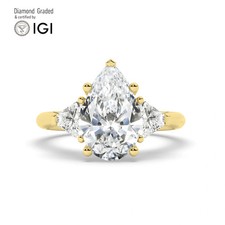 Pear Diamond Trilogy Ring 14k