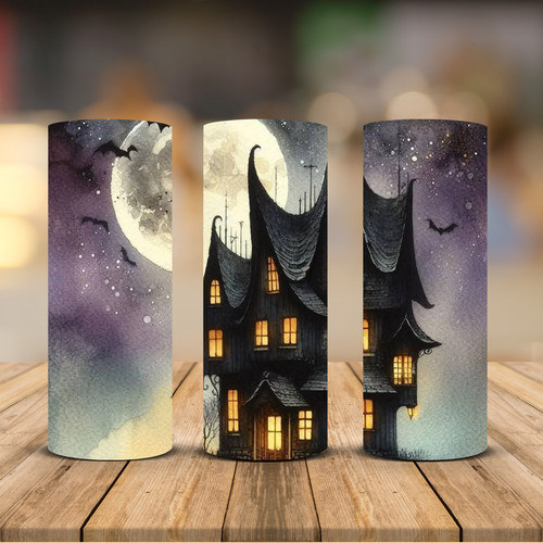 Haunted house skinny tumbler - skinny,