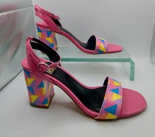 Faith Ladies Colourful Block Heeled Sandals  In Size UK 7
