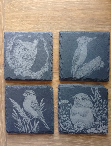 Set garden birds engraved - of,