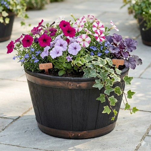 Small round barrel planter - round,