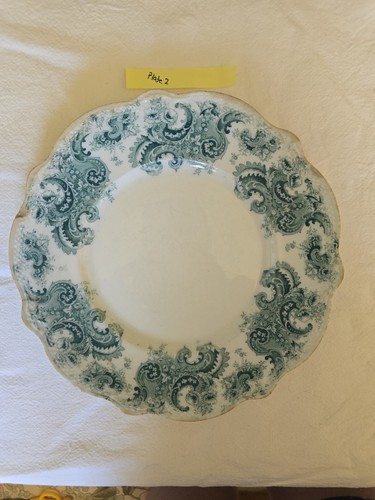 Teal transferware plate - teal,