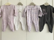 Baby Girls First Size Newborn Babygrow Sleepsuit Bundle Swans Lilac Mamas & Papa