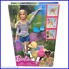 Barbie Dog Walker Doll and Potty Puppy Playset With Accessories DWJ68 * NEW *