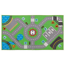 NEW STORABO Children Rug Childs Kids Mat Car Street Map Green Carpet 75x133 cm