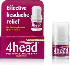 4 Head Levomenthol Stick for Headache Relief, Migraine, 3.6 G