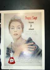 Old Print Peggy Sage Nail Polish Astraka Furleen Roussel Corselette 1953 20th