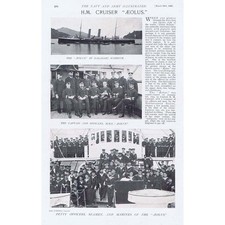 Officers & Men of HM Cruiser Aeolus - Antique Print 1897