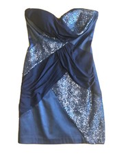 Ladies Size 10  Blue Party glitter Dress Prom Wedding Dress Sparkly Was £45