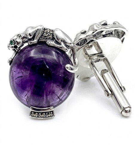 Panther cufflinks amethyst - panther, cufflinks,