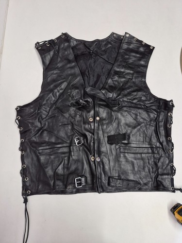 Vintage leather waistcoat - , 46"