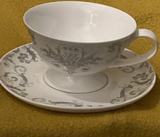 Laura Ashley Josette Grey Cup And Saucer unused bone china gorgeous 