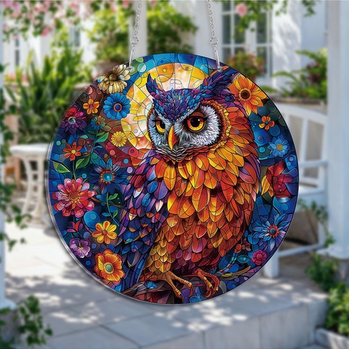 Mystic owl suncatcher stained - owl,
