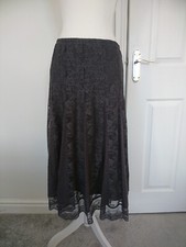 PER UNA LINED LACE OVERLAY GODET PANEL MIDAXI  BOHO SKIRT-STRETCH&ELASTIC WAIST
