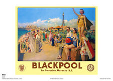 BLACKPOOL LANCASHIRE  RAILWAY VINTAGE POSTER RETRO TRAVEL ADVERTISING ART    