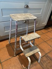 Vintage Retro Old School Stool Fold Up Kitchen Step Ladder Stand