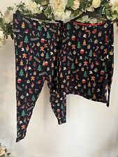 JOULES Dreamley Christmas Pyjamas PJS Set Size S 8 -10 Navy XMAS Icons NEW
