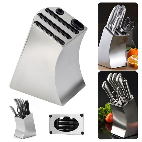 Stainless steel knife block - steel,