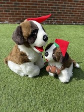 2 X PMS St Bernard Dog And Puppy Soft Toy Plush Christmas Mum & Baby Barrel
