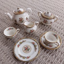 Vintage Discontinued Coalport Ming Rose Miniature Tea Set - 8 pieces