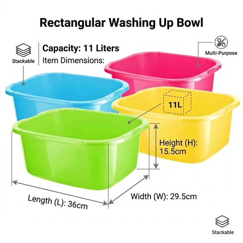 Rectangular washing bowl - rectangular, up