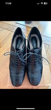 Next Black Leather lace up heeled brogues. Size 6