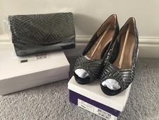 Lotus Womens Grey Ladies Diamante Open Toe Pewter Heel Shoe Immy Nara Clutch Bag