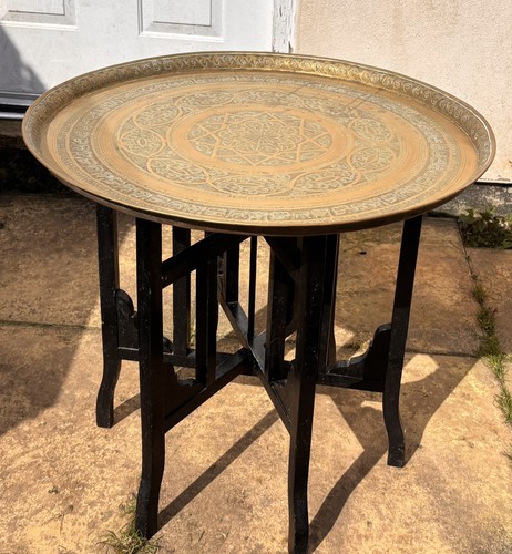 Antique benares brass tray - antique,