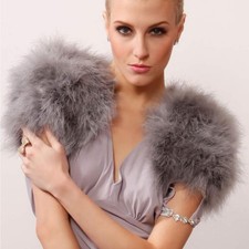 Real Ostrich Feather Bolero Shrug Fur Wrap Jacket High Stylish Bridal Wedding J7