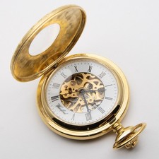 Modern Woodford Half Hunter Gold Plated Pocket Watch & Chain