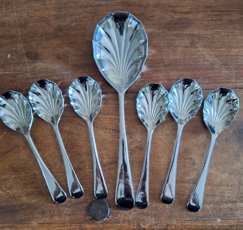 Six desert spoons serving - spoons,