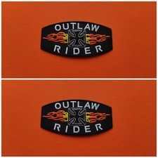 A Pair Of Two Novelty Biker Patches Sew / Iron On Badges (a) Outlaw Rider