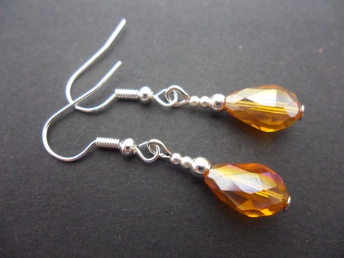 Pair dangly crystal teardrop - a,