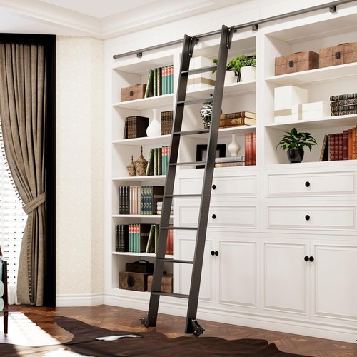 Sliding library ladder with - library,