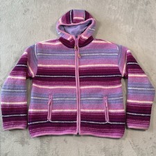 Pachamama Jumper Womens M L Pink Wool Hoodie Handmade Nepal Chunky Knit Fleece