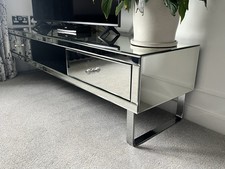 Mirrored TV Media Unit with 2 Drawers  And Central Shelf