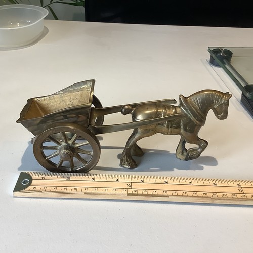 Brass horse and cart - and, pony