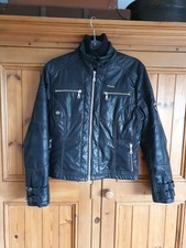 PIKEUR BRISCAR Black Faux Leather Biker Style Jacket. Primaloft Padding. Size 40